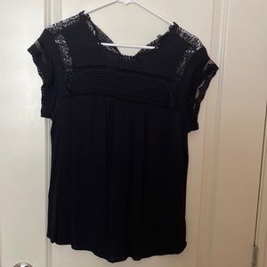 Black blouse, lace yoke